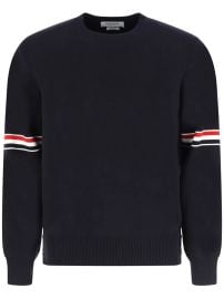 Thom Browne Milano Stitch Crew Neck Jumper | Blue | FARFETCH at Farfetch